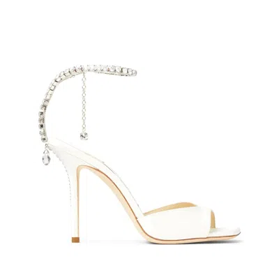 Jimmy Choo Saeda 100mm Crystal-strap Sandals In White