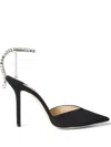 Jimmy Choo Black Black 85 Mm Saeda Decollete Heels In Black Crystal