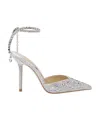 Jimmy Choo 'saeda' Rhinestone Embellished Satin Slingback Pumps In White