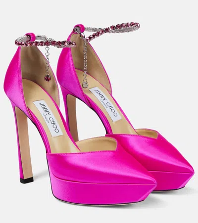 Jimmy Choo Women's Gian Satin Sandals In Fuchsia