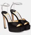 Jimmy Choo Saeda 125 Suede Leather Platform Sandals In Black