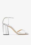 Jimmy Choo Saeda Sandal Block Heel 85 In Silver