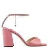 Jimmy Choo Saeda 85 Block Heel Sandals In Pink