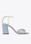 Jimmy Choo Saeda 85 Crystal-embellished Satin Sandals In Blue