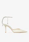 Jimmy Choo Saeda 85 Crystal-embellished Pumps In White