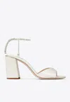 Jimmy Choo 85mm Saeda Satin Sandals In Ivory
