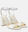 Jimmy Choo 85mm Saeda Satin Sandals In White