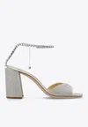 Jimmy Choo 85mm Saeda Crystal-embellished Glitter-heel Sandals In Gold