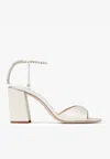 Jimmy Choo 85mm Saeda Satin Sandals In Ivory