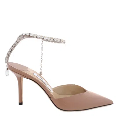 Jimmy Choo Saeda 85 Pointed-toe Pumps In Brown