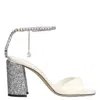 Jimmy Choo Saeda 85 Sandals In Beige Leather In Silver