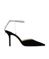 Jimmy Choo Saeda 100 Crystal-embellished Suede Pumps In Black