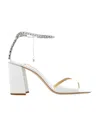 Jimmy Choo 85mm Saeda Satin Sandals In White