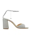 Jimmy Choo 85mm Saeda Crystal-embellished Glitter-heel Sandals In White