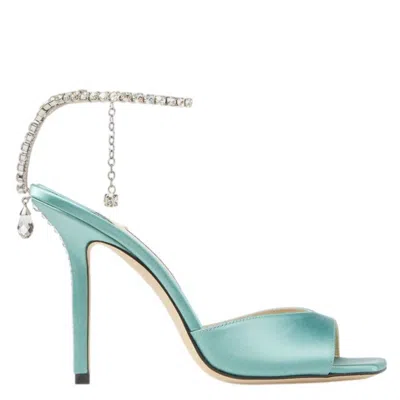 Jimmy Choo Saeda Crystal Embellished Satin Sandals In Animal Print
