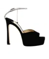 Jimmy Choo Saeda 125 Suede Leather Platform Sandals In Black
