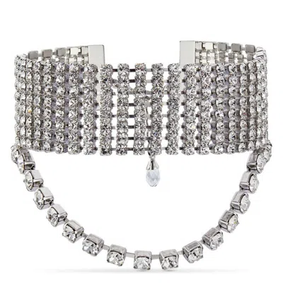 Jimmy Choo Saeda Crystal Mesh Bracelet In Metallic