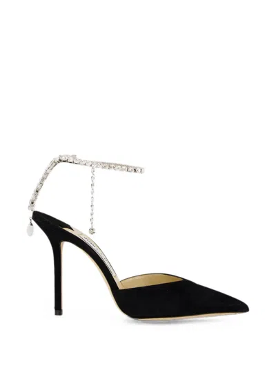 Jimmy Choo Saeda Crystal-chain Pumps In Black