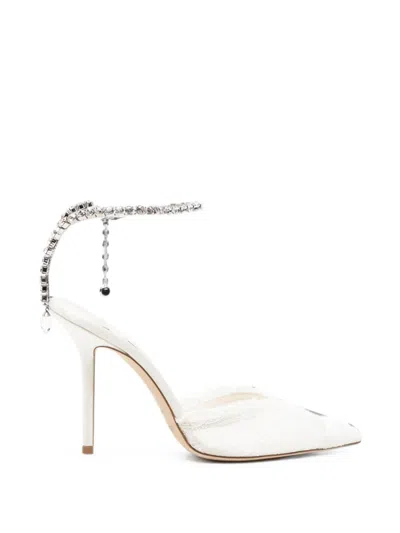 Jimmy Choo Saeda Crystal-embellished Lace Pumps In White