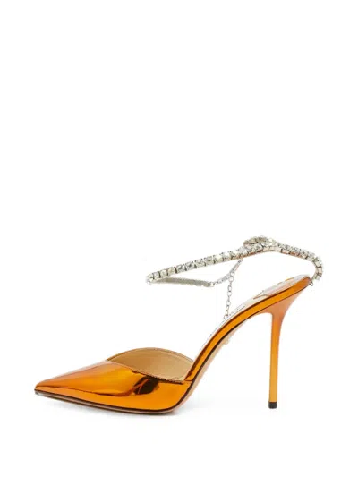 Pre-owned Jimmy Choo Saeda Crystal-embellished Pumps In Orange