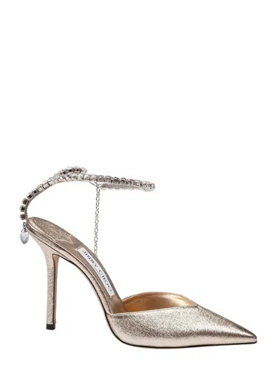 Jimmy Choo Saeda Embellished High-heeled Pumps In Metallic