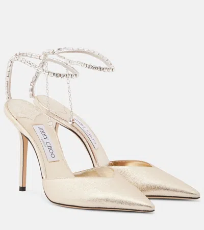 Jimmy Choo Saeda Embellished Pumps In Neutral