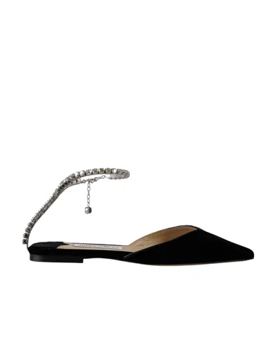 Jimmy Choo Saeda Flat Ballerina Shoes In Black