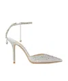 Jimmy Choo Embellished Pointed Toe Stiletto Heel Pumps In White