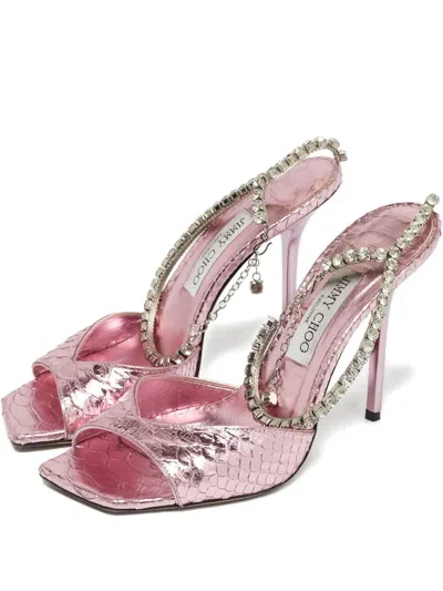 Pre-owned Jimmy Choo Saeda Leather Sandals In Pink