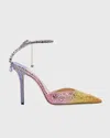 Jimmy Choo Saeda 100 Rhinestone-embellished Heels In Miami Sunrise