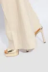 Jimmy Choo Saeda Crystal-chain Metallic Leather Platform Sandals In Gold