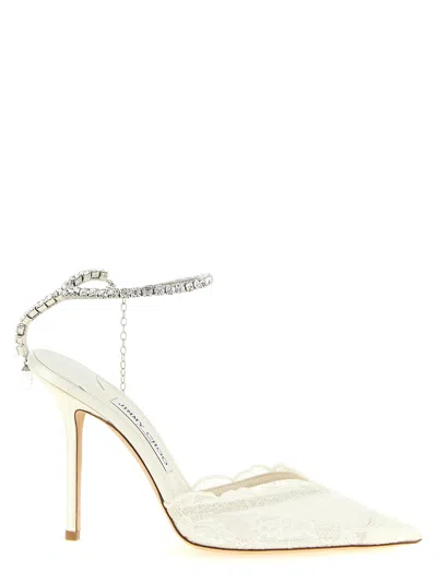 Jimmy Choo Crystal-embellished Lace Heel In White