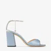 Jimmy Choo Saeda 85 Crystal-embellished Satin Sandals In Ice Blue/crystal