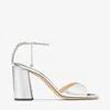Jimmy Choo Saeda Sandal Block Heel 85 In Silver/crystal