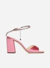 JIMMY CHOO SAEDA SATIN AND CRYSTALS SANDALS