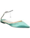 Jimmy Choo Crystal-embellished Ballerina Shoes In Turquoise Satin In Green