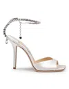 Jimmy Choo Saeda 100 Satin Sandal Ivory Color In Ivory/crystal