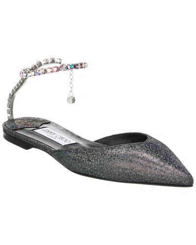 Jimmy Choo Saeda Leather Flat In Silver