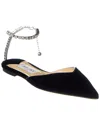 Jimmy Choo Saeda Crystal-embellished Ballerina Shoes In Black