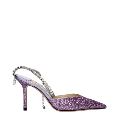 Jimmy Choo Glitter-covered Stiletto Sandal Heel In Purple