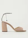 Jimmy Choo Suede Block Heel Sandals With Embellished Strap In Pink