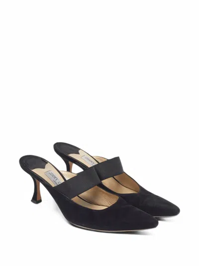 Pre-owned Jimmy Choo Saffi Suede Mules In Black