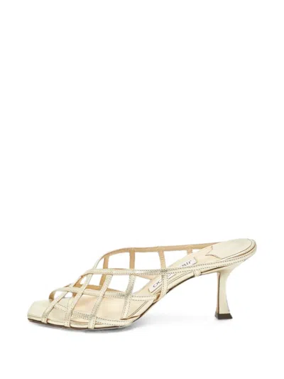 Pre-owned Jimmy Choo Sai Leather Heeled Sandals In Gold