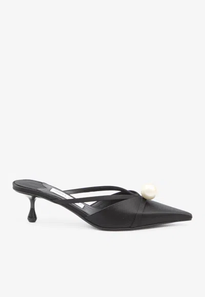 Jimmy Choo Sana 50 Satin Mules With Pearl