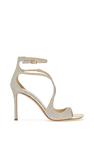 Jimmy Choo Sandali Azia 95 Glitterati In Gold