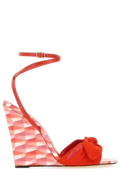 Jimmy Choo Sandali Richelle Bow Embellished Sandals In Paprikacan