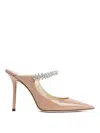 Jimmy Choo Womens Ballet Pink Bing 100 Crystal-embellished Patent-leather Heeled Mules