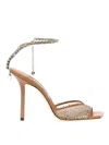 Jimmy Choo Embellished Strap Open Toe Stiletto Heel Sandals In Nude & Neutrals
