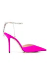 JIMMY CHOO SATIN PUMP WITH  CRYSTAL EMBELLISHMENT