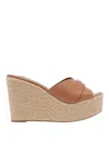 Jimmy Choo Leather Espadrille Sole Wedges With Wedge Heel